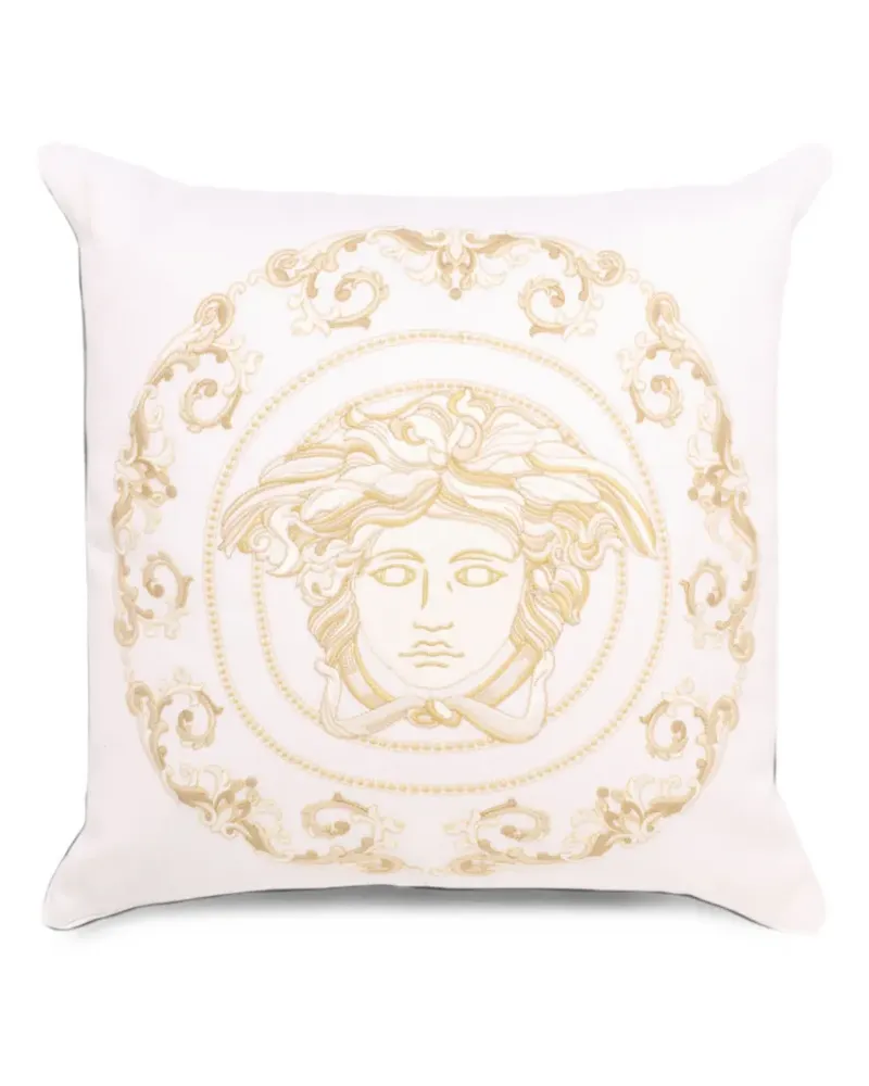 Versace Medusa '95 baroque-embroidered cushion - Weiß Weiß