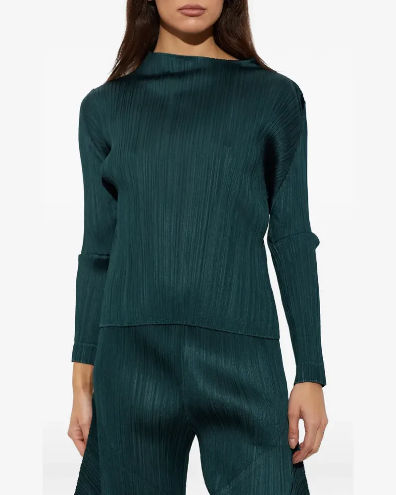 Issey Miyake pleated long-sleeve T-shirt - Grün Grün