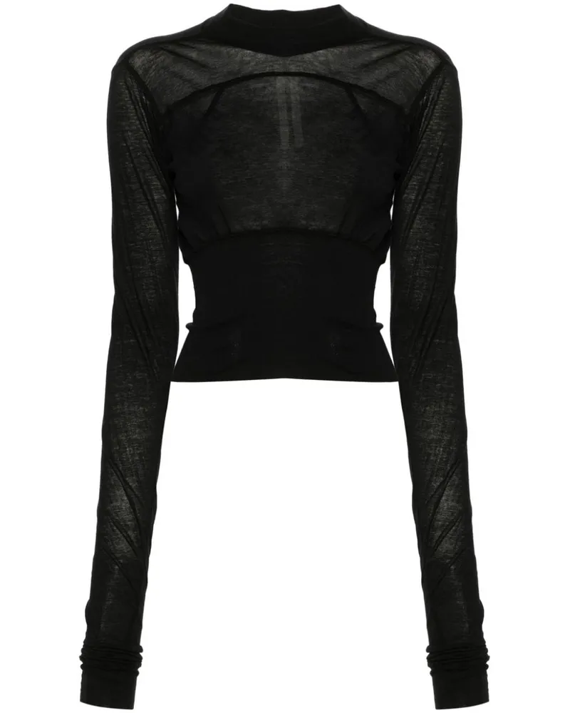 Rick Owens Cropped-T-Shirt mit Rundhalsausschnitt - Schwarz Schwarz