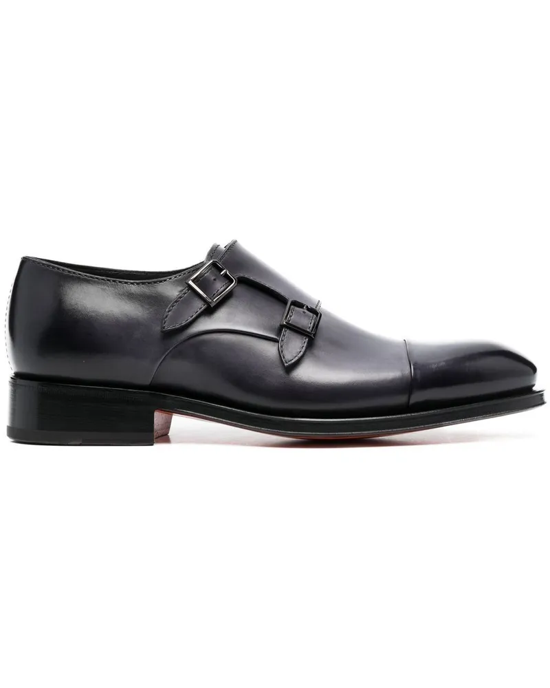 Santoni Monk-Schuhe mit doppeltem Riemen - Schwarz Schwarz