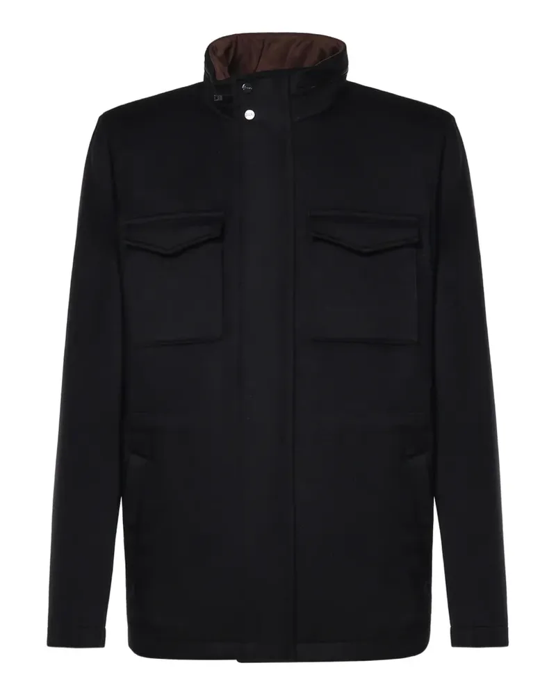 Herno Jacke mit Stehkragen und Klappentasche - Schwarz Schwarz