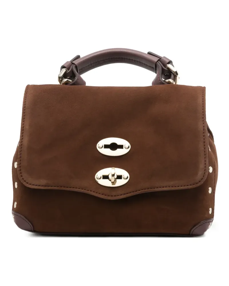 Zanellato Postina Clutch aus Wildleder mit Nieten - Braun Braun