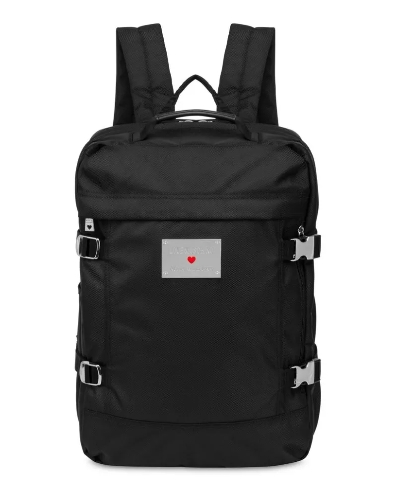 Moschino Rucksack mit Logo-Schild - Schwarz Schwarz
