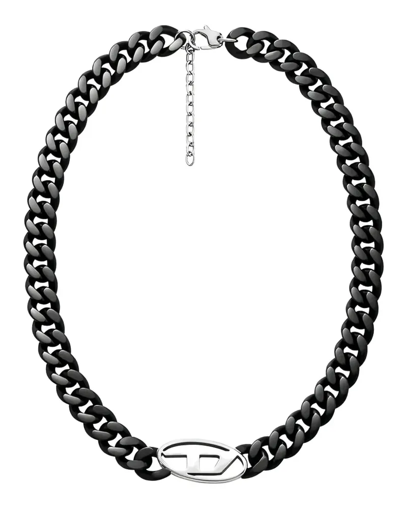Diesel logo-charm chain necklace - Schwarz Schwarz