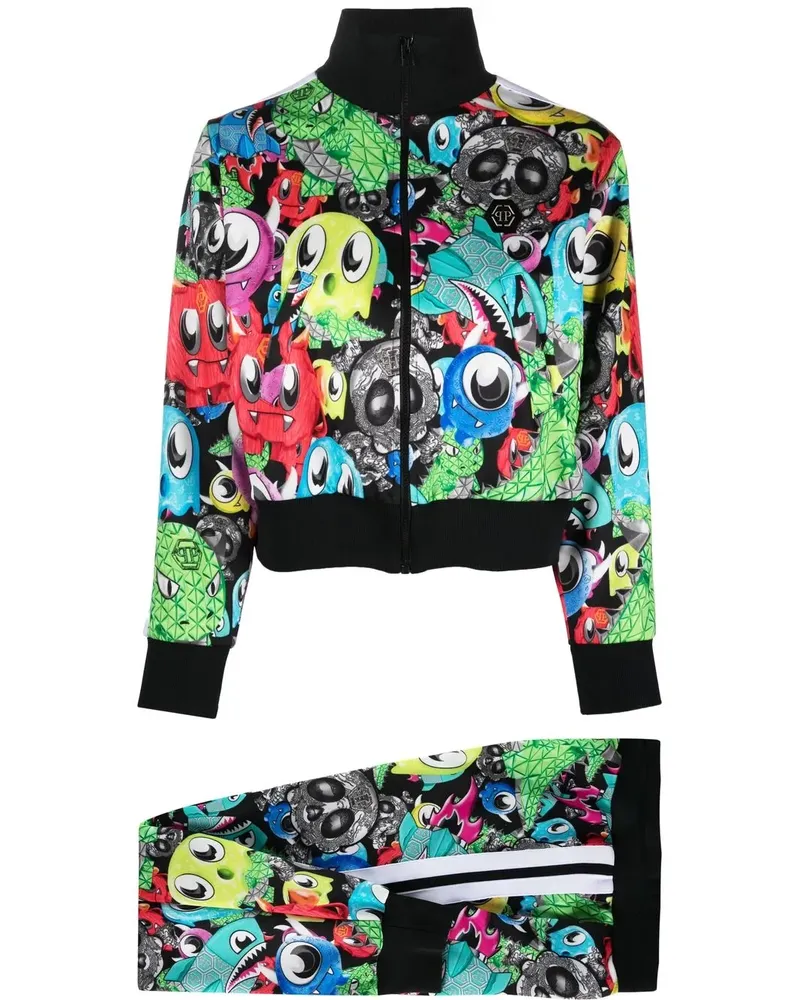 Philipp Plein Jogginganzug mit Monster-Print - Schwarz Schwarz