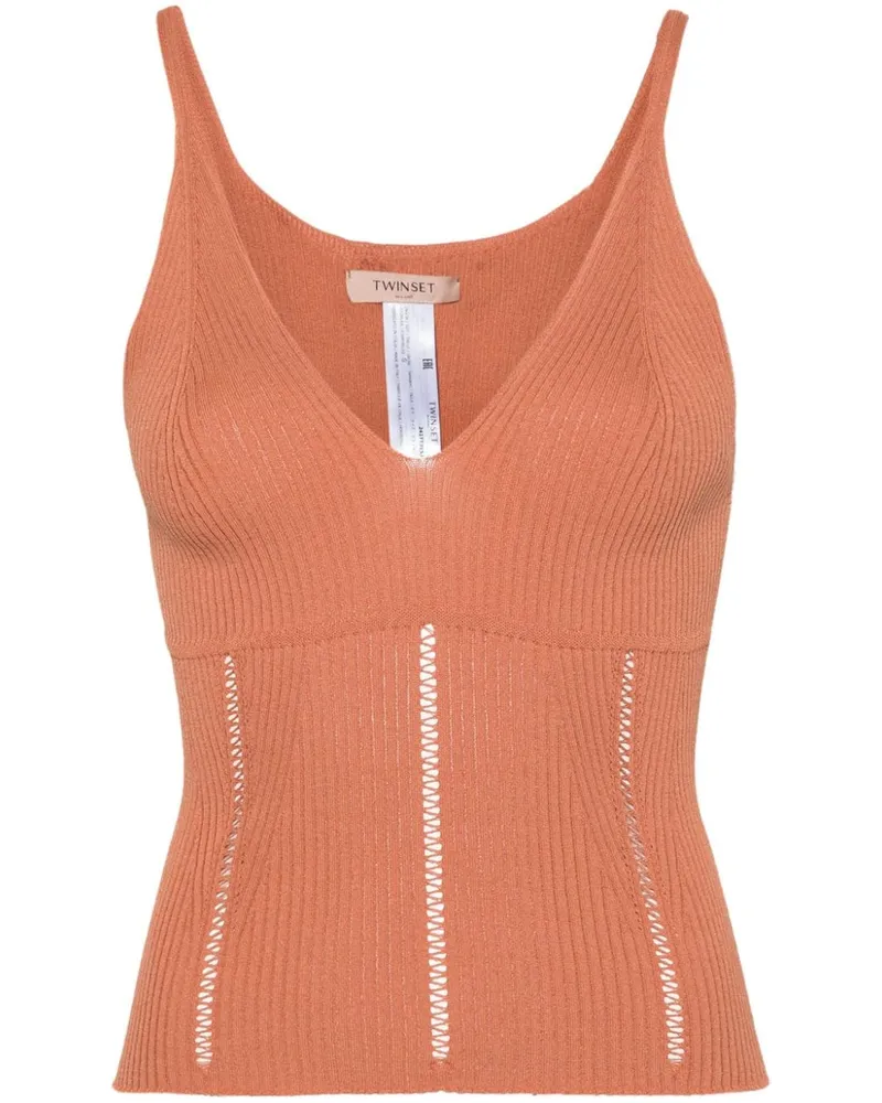 Twin-Set Geripptes Stricktop - Orange Orange