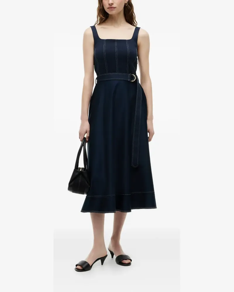 Tommy Hilfiger belted contrast-stitch midi dress - Blau Blau