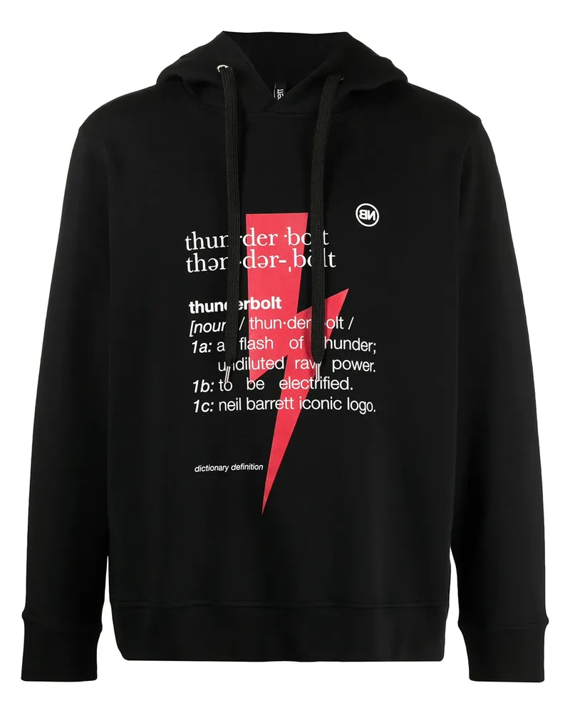 Neil Barrett Hoodie mit Blitz-Print - Schwarz Schwarz