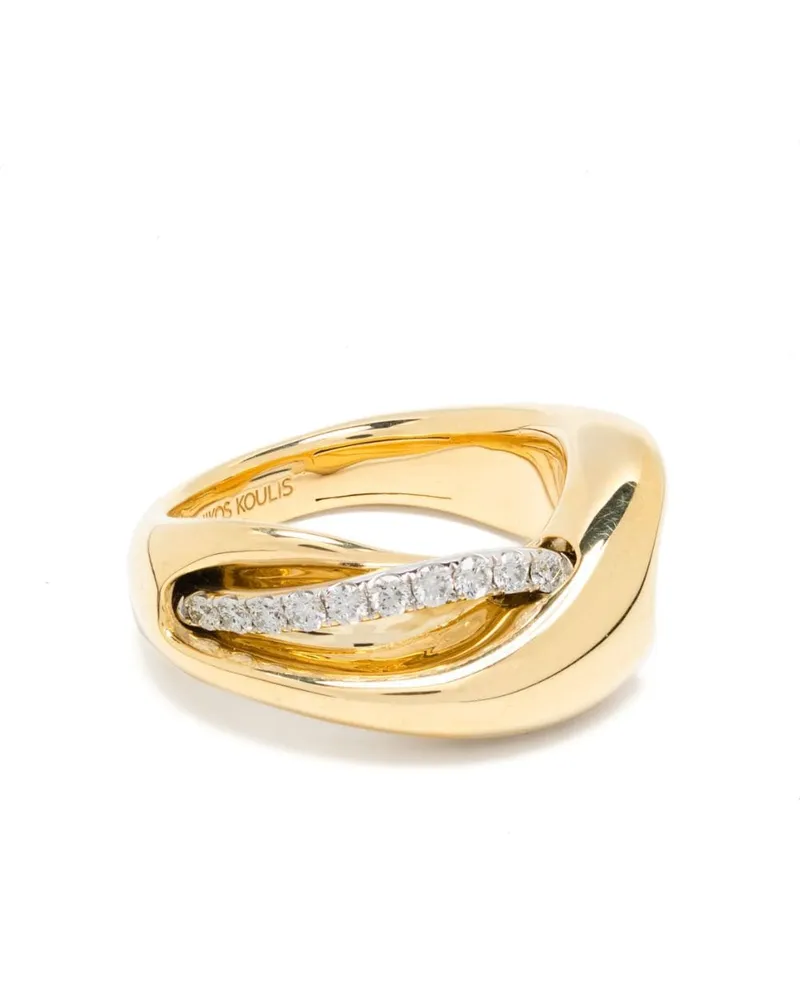 Nikos Koulis 18kt Gewebter Gelbgoldring mit Diamanten Gold