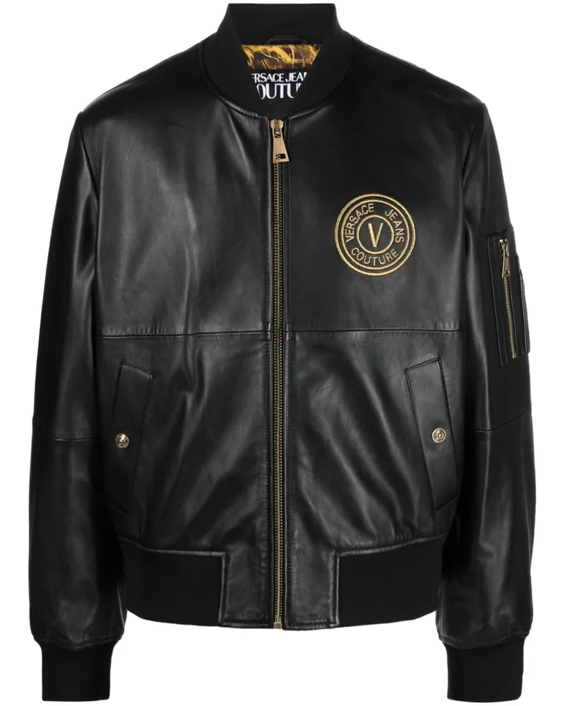 Versace Jeans Bomberjacke mit V-Emblem Schwarz