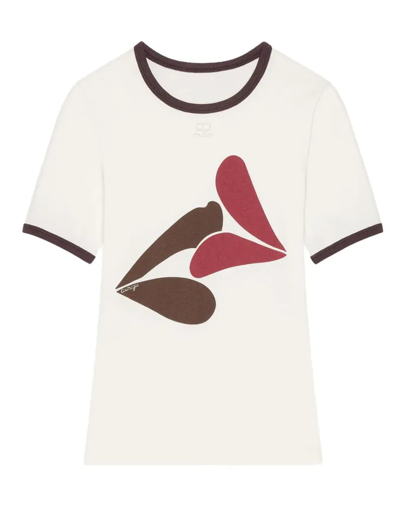 Courrèges T-Shirt mit Kuss-Print - Weiß Weiß