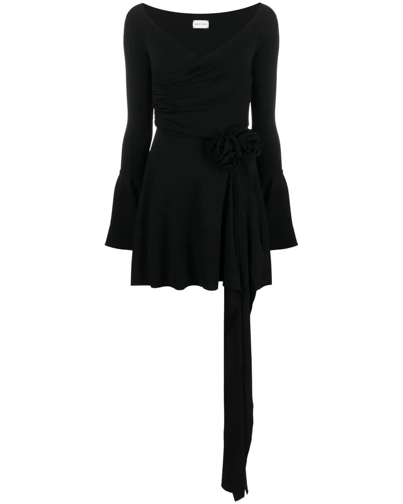 Magda Butrym Kleid mit Rosenapplikation - Schwarz Schwarz