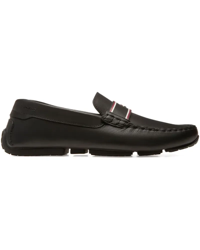 Bally Gestreifte Pilot Driver Loafer - Schwarz Schwarz