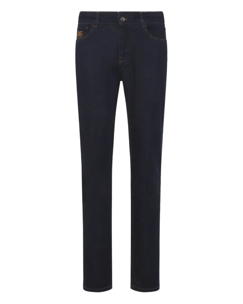 Etro logo-embroidery five-pockets jeans - Blau Blau