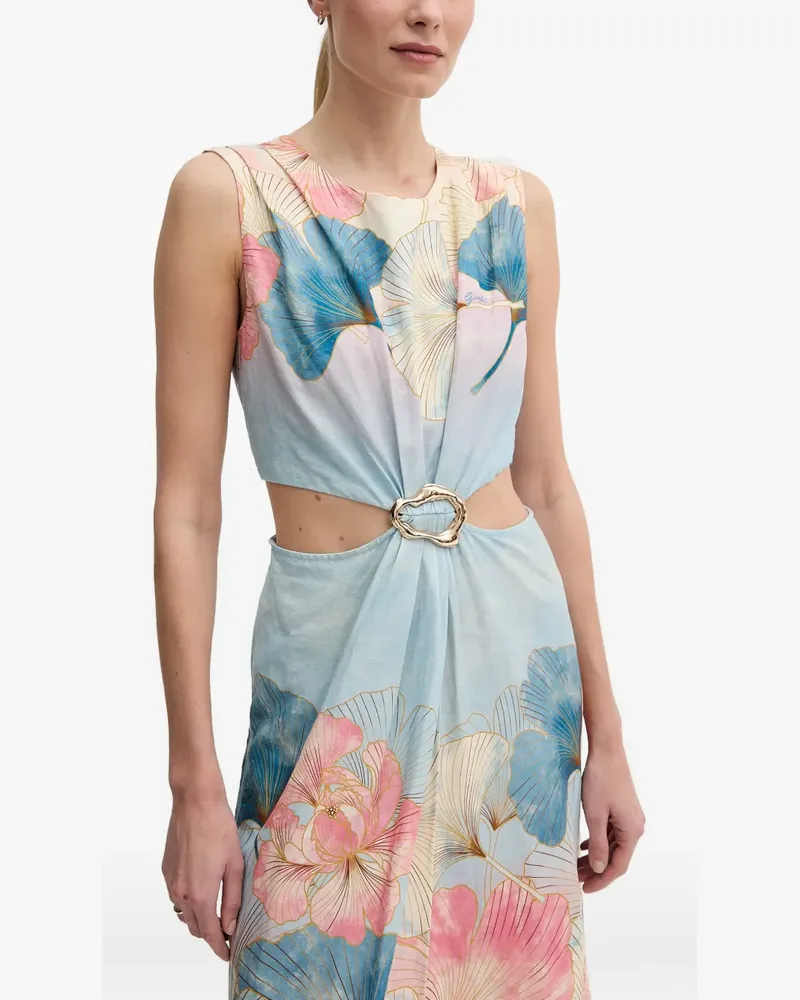 Gaudi Midikleid mit Blumenprint - Blau Blau