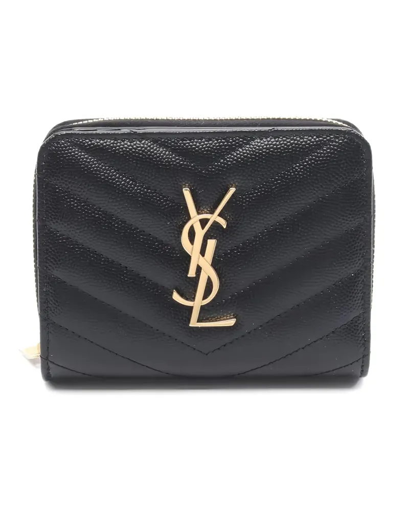 Saint Laurent Faltbares YSL Portemonnaie - Schwarz Schwarz