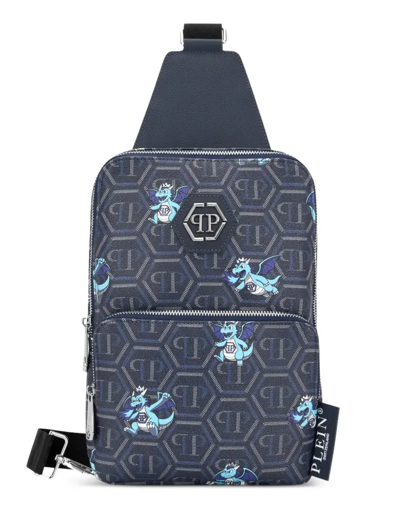 Philipp Plein Schultertasche mit Monogramm-Print - Blau Blau