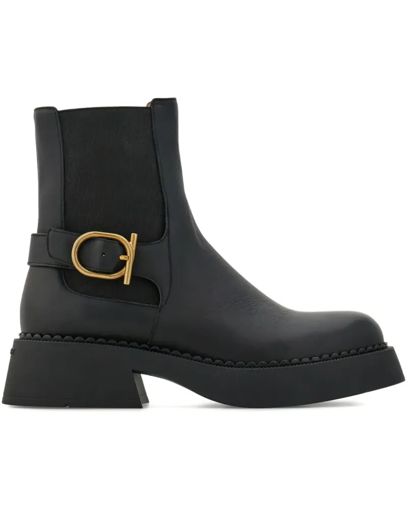 Ferragamo Stiefeletten mit Gancini-Verzierung - Schwarz Schwarz