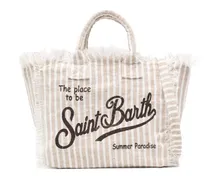 Colette Stripes Tote Bag mit Fransen - Nude