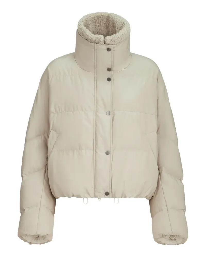 Brunello Cucinelli Daunenjacke aus Technobaumwoll-Taft mit abnehmbarem Shearling-Einsatz und Monili - Nude Nude
