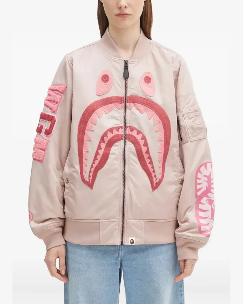 BAPE Bomberjacke mit Haifischkopf-Stickerei - Rosa Rosa