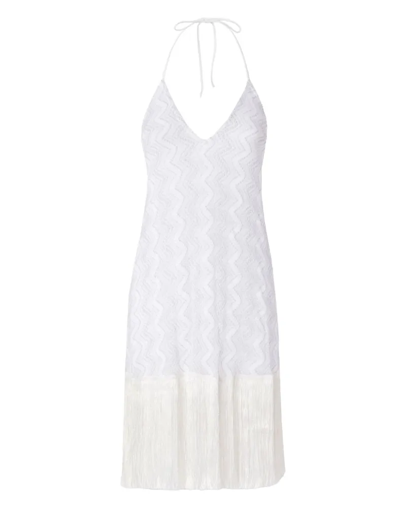 Missoni Midikleid mit Fransen - Weiß Weiß
