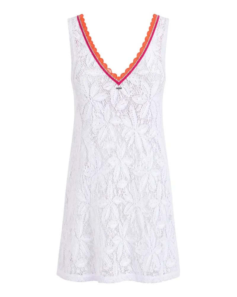 Banana Moon Horace Aguanga Minikleid aus Guipure-Spitze mit V-Ausschnitt - Weiß Weiß