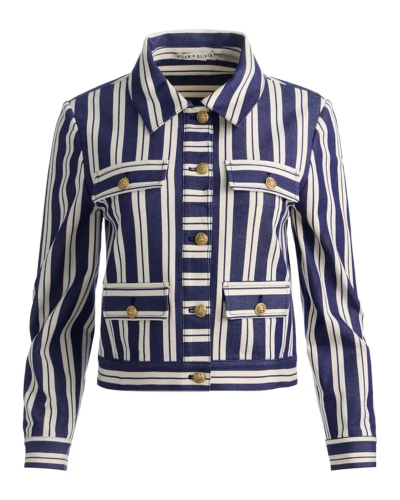 Alice + Olivia Alex striped boxy jacket - Blau Blau
