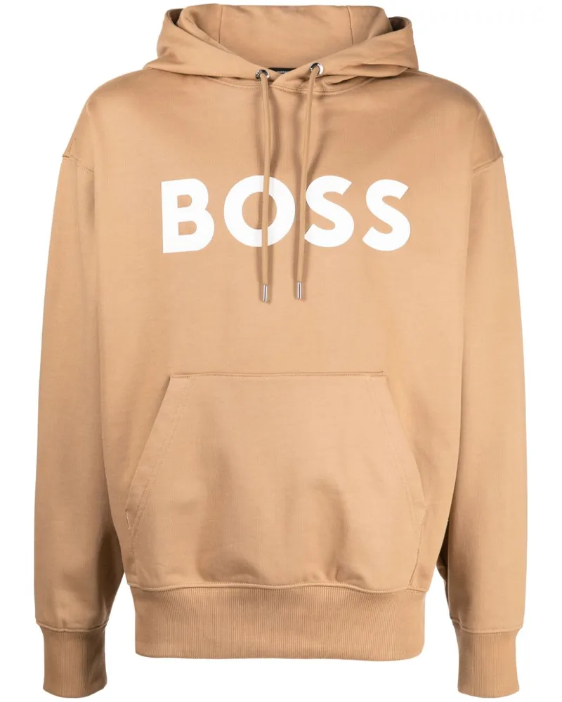 HUGO BOSS Hoodie mit Logo-Print - Braun Braun