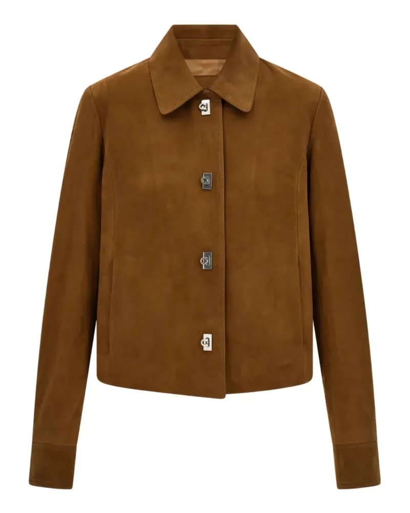 Ferragamo Kastige Jacke aus Nubukleder - Braun Braun