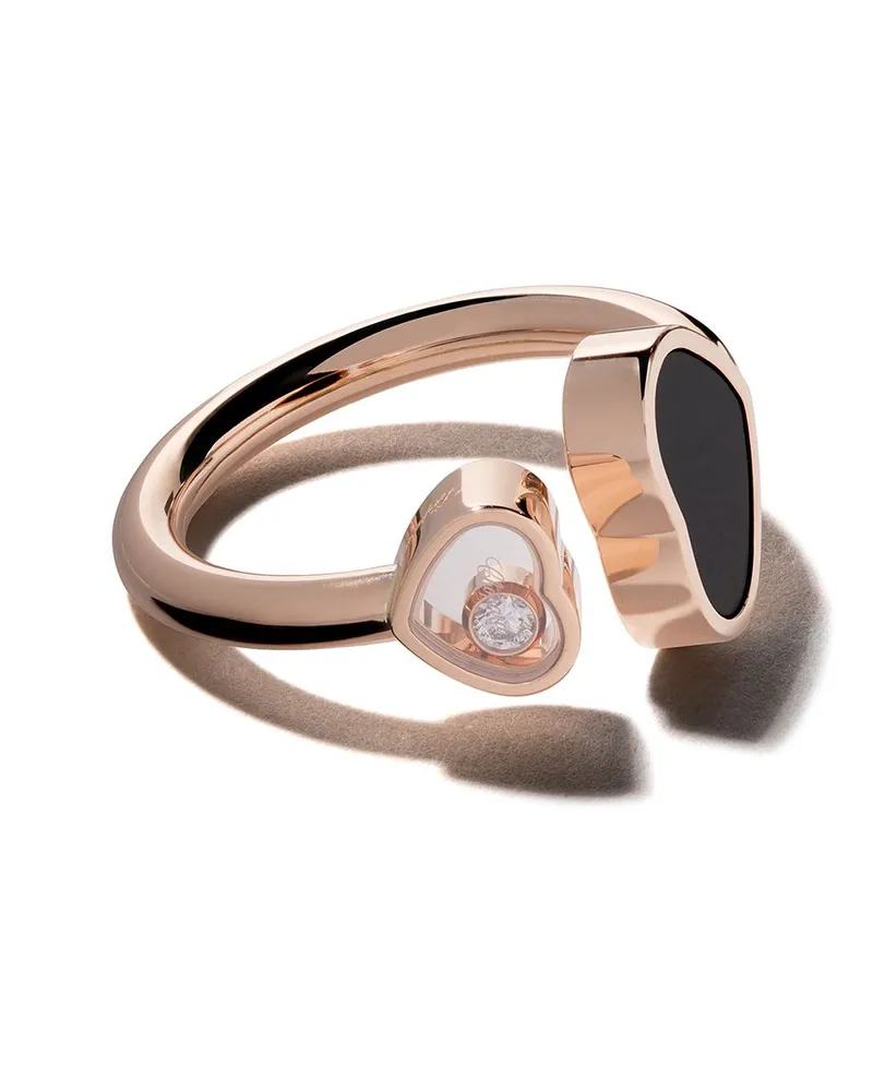 Chopard 18kt 'Happy Hearts' Rotgoldring mit einem Diamanten - Rosa Rosa