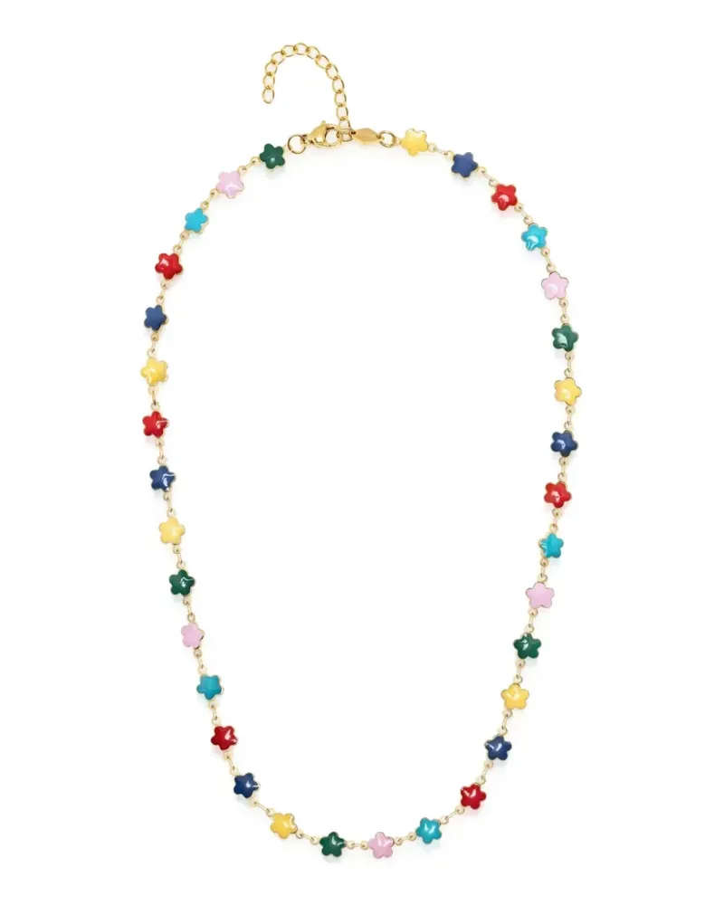 Nialaya Emaillierte Halskette mit Kleeblatt - Gold Gold