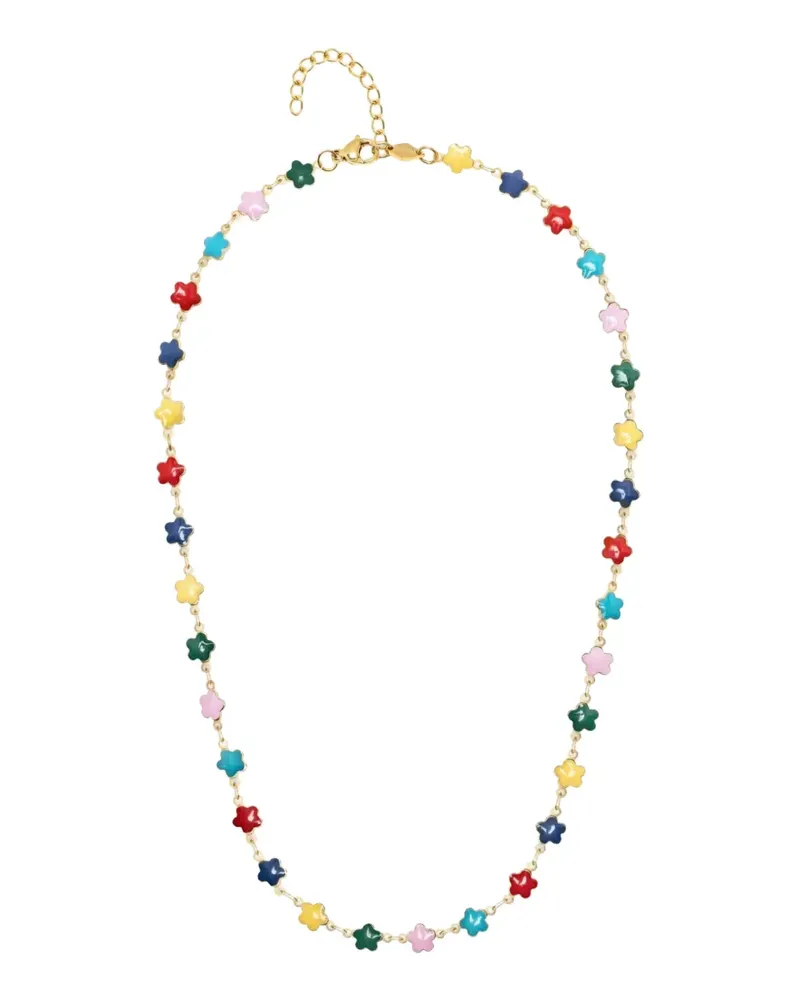 Nialaya Emaillierte Halskette mit Kleeblatt - Gold Gold