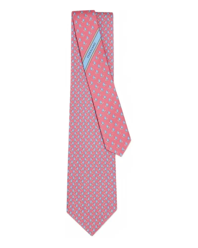 Ferragamo Seidenkrawatte mit Pinguin-Print - Rosa Rosa