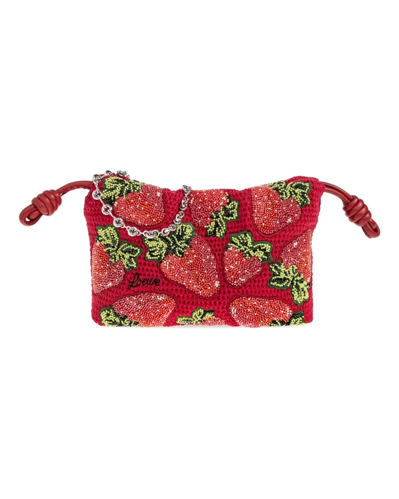 Loewe mini Flamenco beaded strawberry-motif clutch bag - Rot Rot