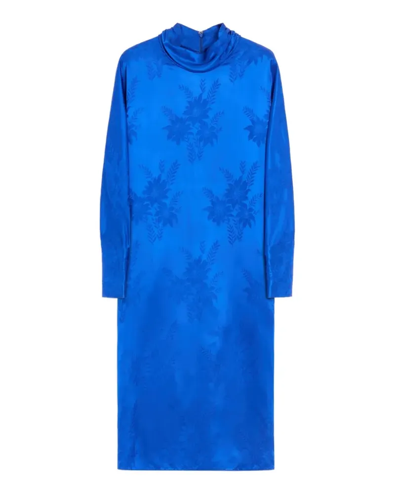 Valentino Garavani Midikleid aus Jacquard mit glänzend-mattem „Flowerism Sunflowers“-Motiv - Blau Blau