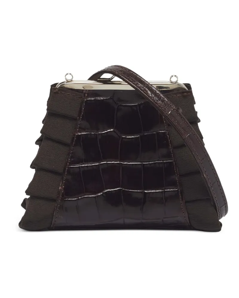 Gianfranco Ferré Kisslock Tote Bag mit Kroko-Effekt - Braun Braun