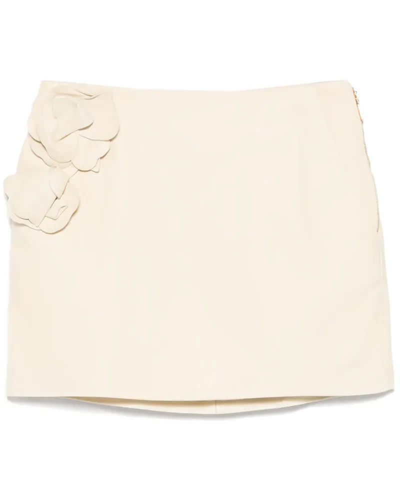 Elisabetta Franchi Flowers Minirock aus Leder - Nude Nude