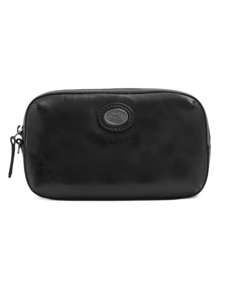 The Bridge logo-patch leather clutch bag - Schwarz Schwarz