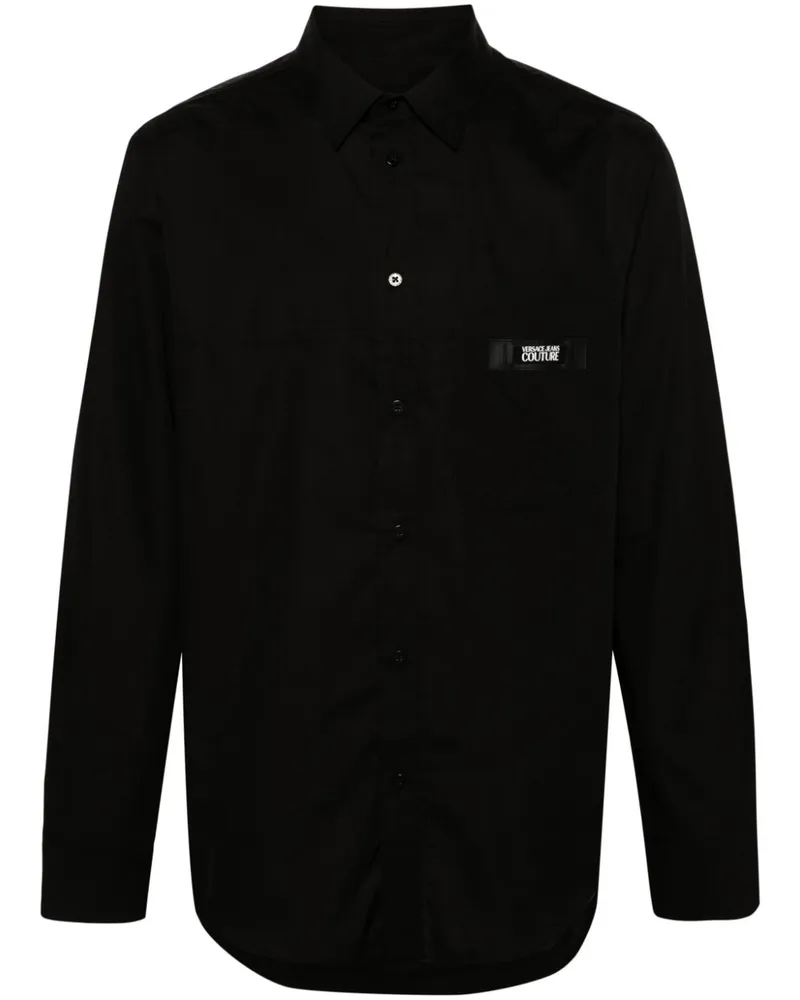 Versace Jeans Hemd mit Logo-Patch - Schwarz Schwarz