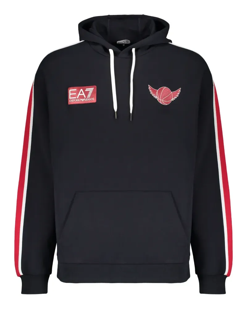 EA7 logo-patch side-stripe hoodie - Blau Blau