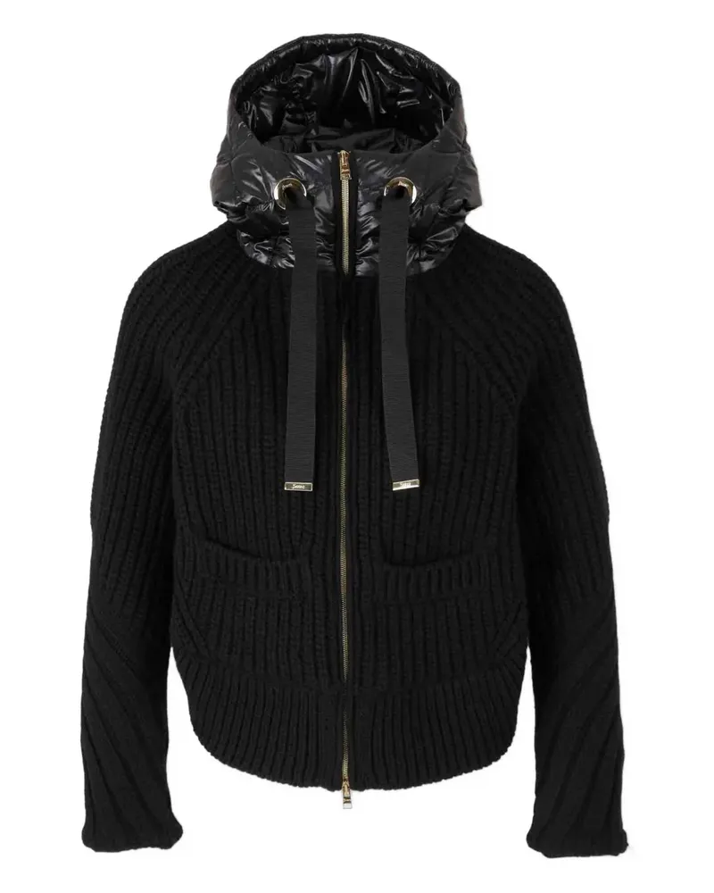 Herno Gerippter Cardigan mit Kapuze - Schwarz Schwarz