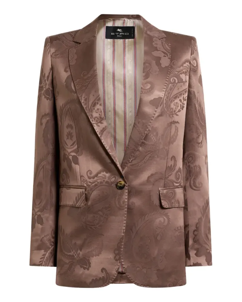 Etro jacquard single-breasted jacket with floral Paisley motif - Braun Braun