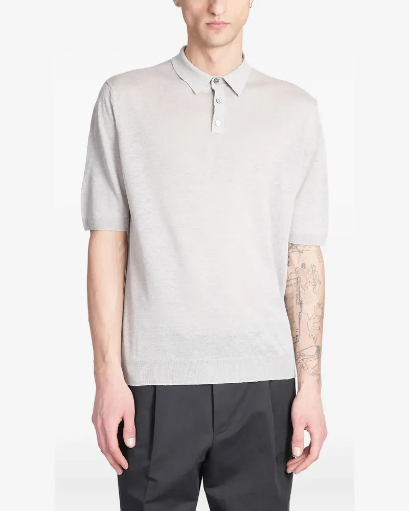Ballantyne Fein gestricktes Poloshirt - Grau Grau