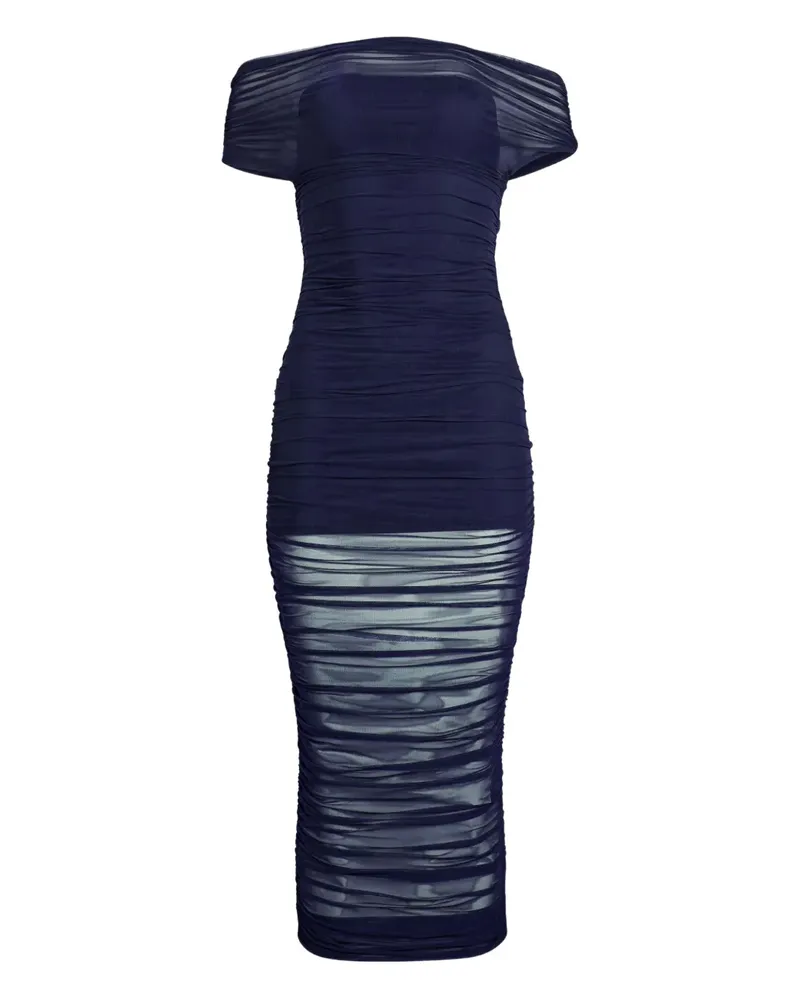 SER.O.YA Schulterfreies Noel Kleid mit Raffung - Blau Blau