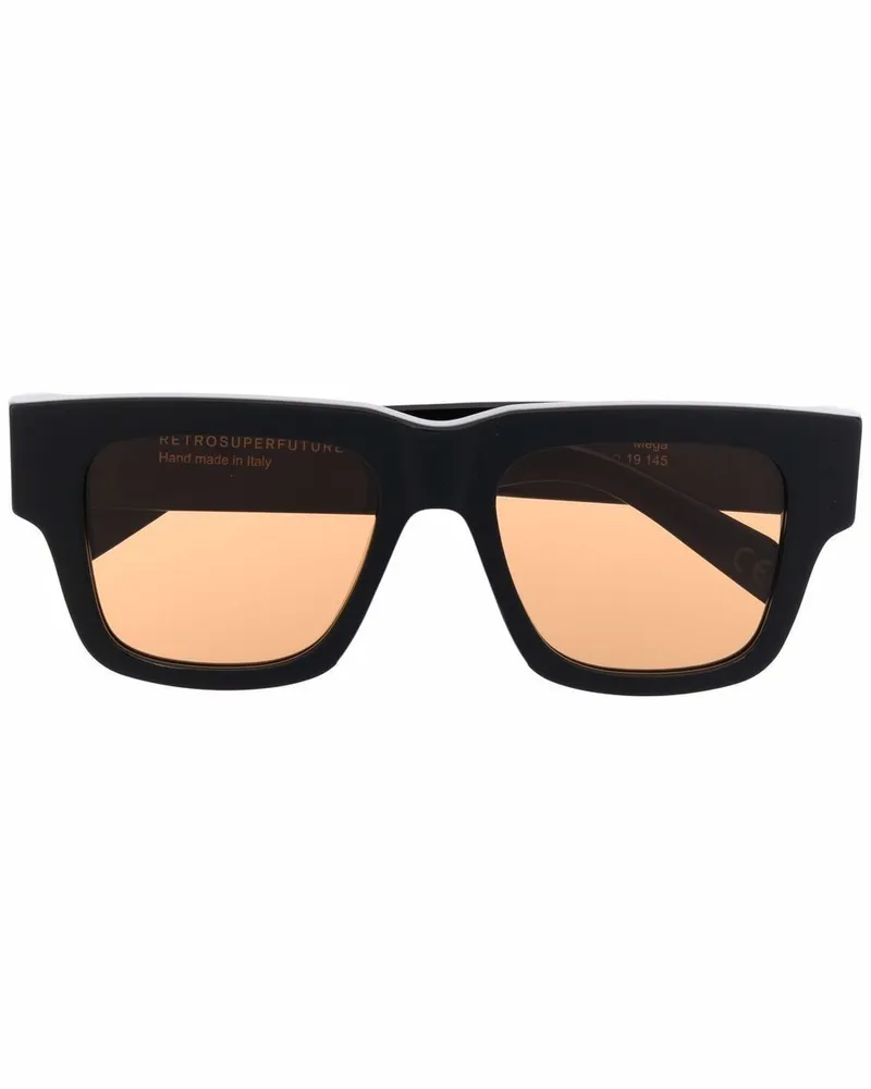 RETROSUPERFUTURE Sonnenbrille mit eckigem Gestell - Schwarz Schwarz