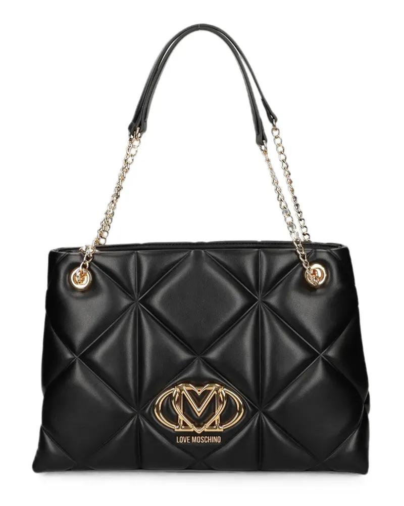 Moschino Schultertasche mit Logo-Schild - Schwarz Schwarz
