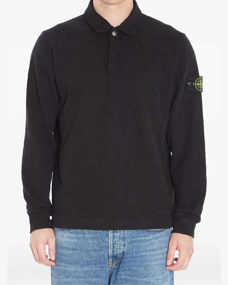 Stone Island Poloshirt mit Patch - Schwarz Schwarz