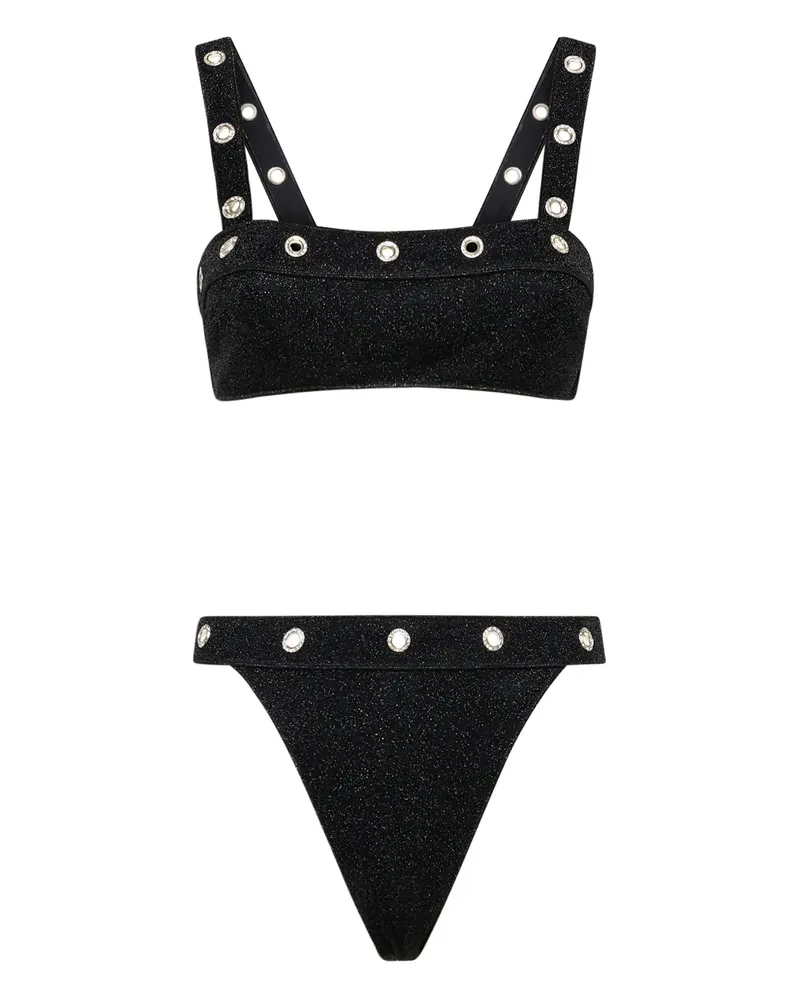 Oséree Lumière Bikini mit Kristallnieten - Schwarz Schwarz