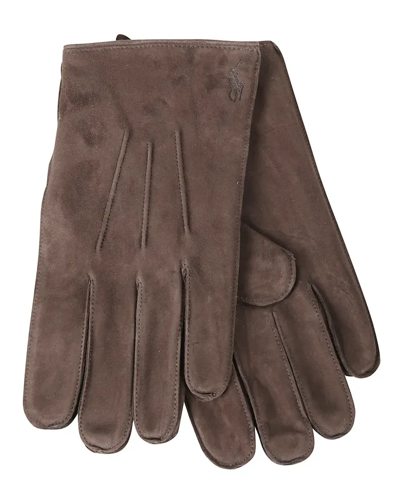 Ralph Lauren topstitch logo-print gloves - Braun Braun